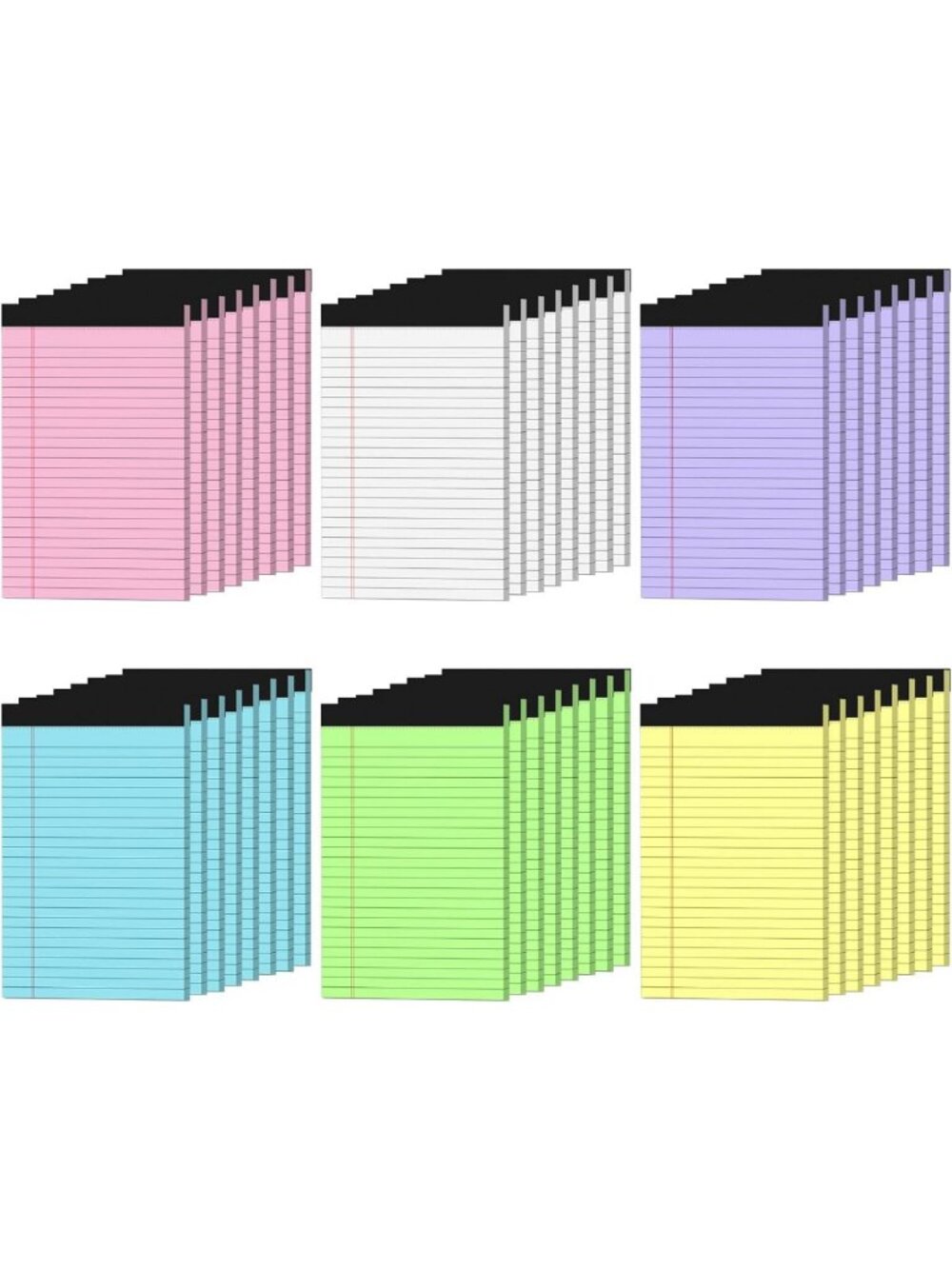48 Pack Colored Note Pads 5x8 - Pink Legal Pads, College Ruled, Office Supplies